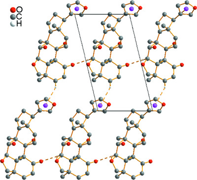 Contributions of secondary alcohol–ketone O—H…O=C and furan–acetate Csp2—H…OOC synthons to the supramolecular packings of two bioactive molecules