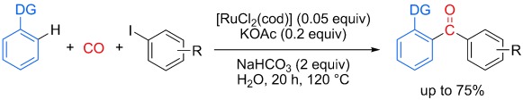 Ruthenium-Catalyzed Carbonylative C<span class='icomoon'></span>C Coupling in Water by Directed C<span class='icomoon'></span>H Bond Activation