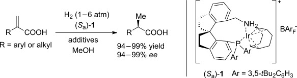 Enantioselective Hydrogenation of α-Substituted Acrylic Acids Catalyzed by Iridium Complexes with Chiral Spiro Aminophosphine Ligands