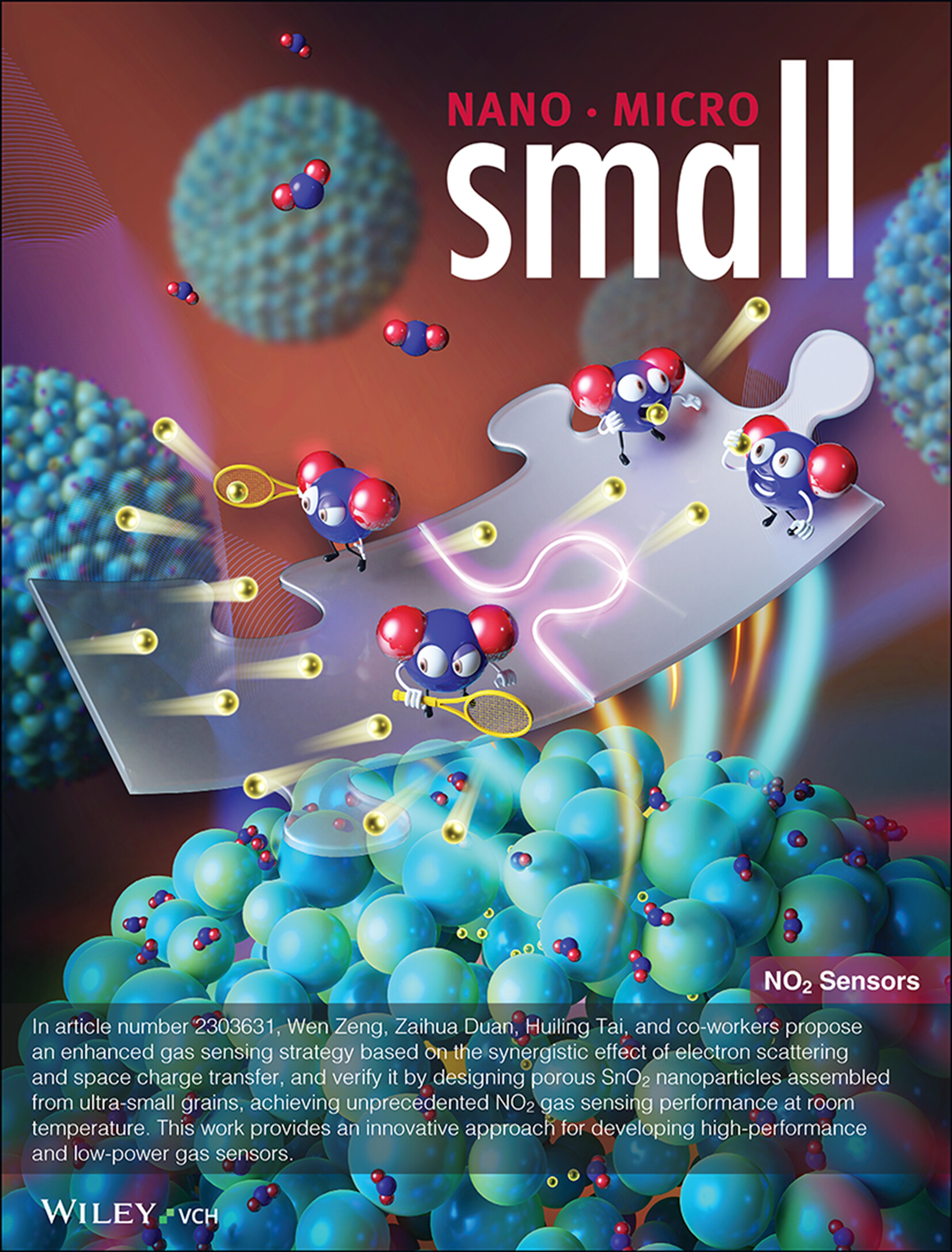 Synergistic Effect of Electron Scattering and Space Charge Transfer Enabled Unprecedented Room Temperature NO2 Sensing Response of SnO2 (Small 48/2023) Volume 19 Issue 48, 2023