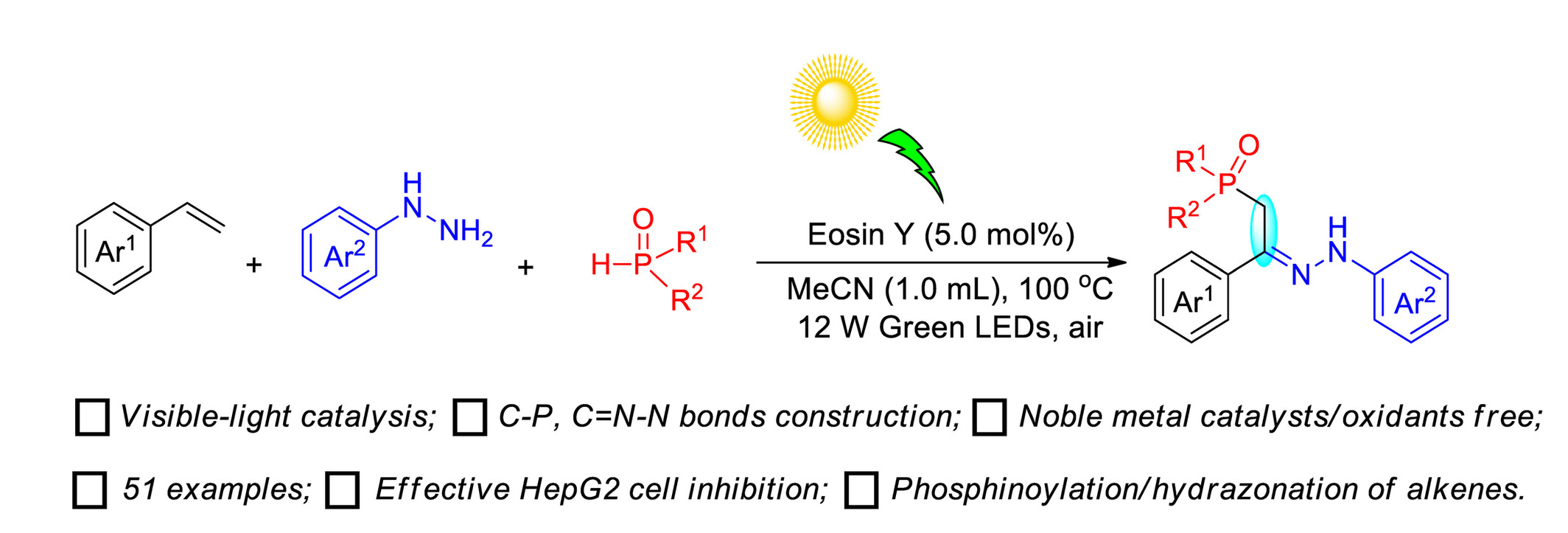 Transition-Metal-Free, Visible-Light-Driven Regioselective Phosphinoylation/Hydrazonation of Unactivated Alkenes with Arylhydrazines and H-Phosphine Oxides Issue ,