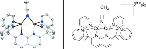 Dinucleating Naphthyridine-Based Ligand for Assembly of Bridged Dicopper(I) Centers: Three-Center Two-Electron Bonding Involving an Acetonitrile Donor