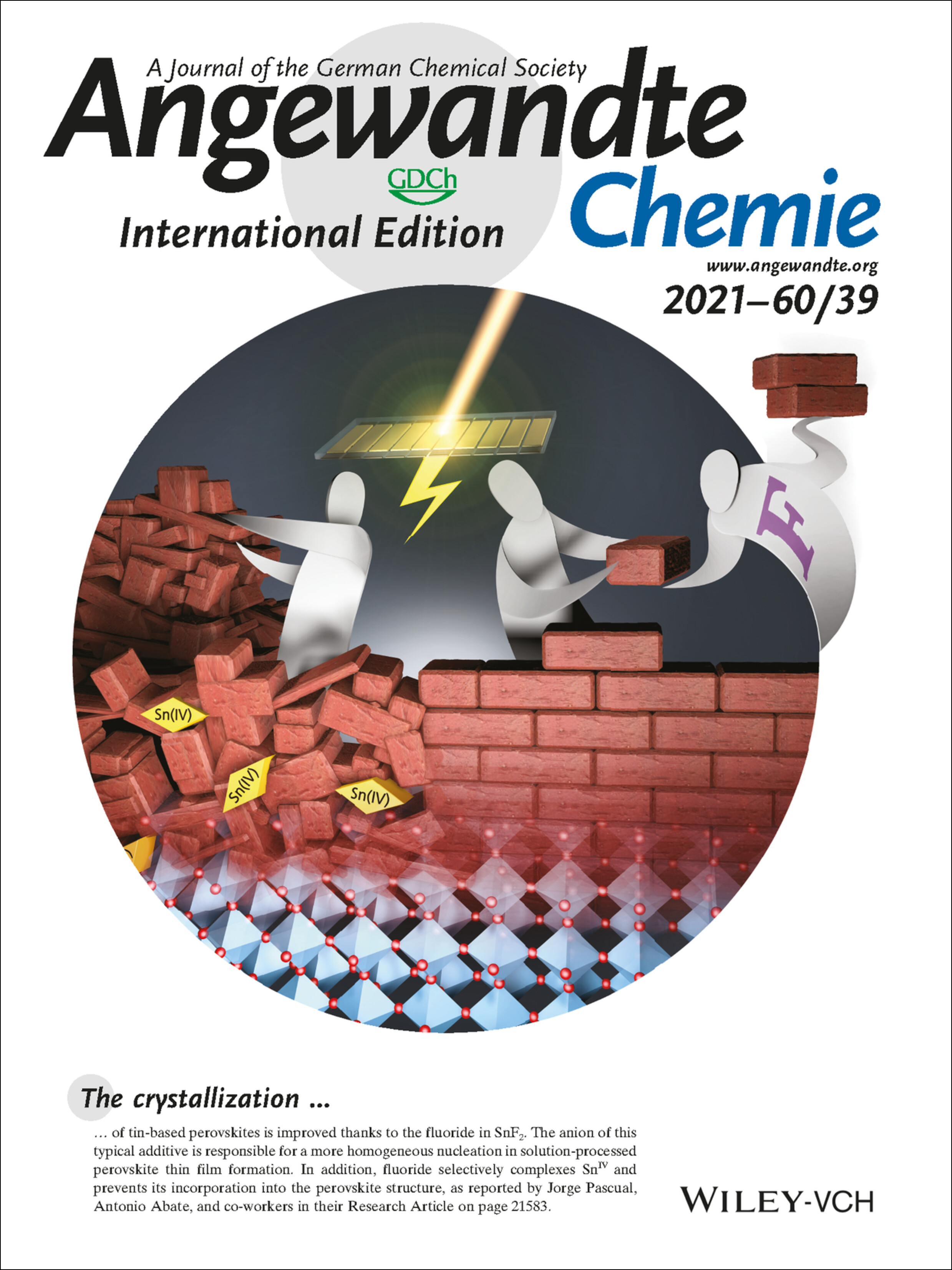 Inside Back Cover: Fluoride Chemistry in Tin Halide Perovskites (Angew. Chem. Int. Ed. 39/2021) Volume 60 Issue 39, 2021