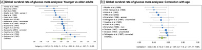 Lower brain glucose metabolism in normal ageing is predominantly frontal and temporal: A systematic review and pooled effect size and activation likelihood estimates meta-analyses