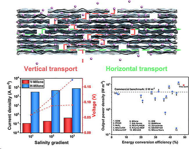 Horizontal Transport in Ti3C2Tx MXene for Highly Efficient Osmotic Energy Conversion from Saline-Alkali Environments