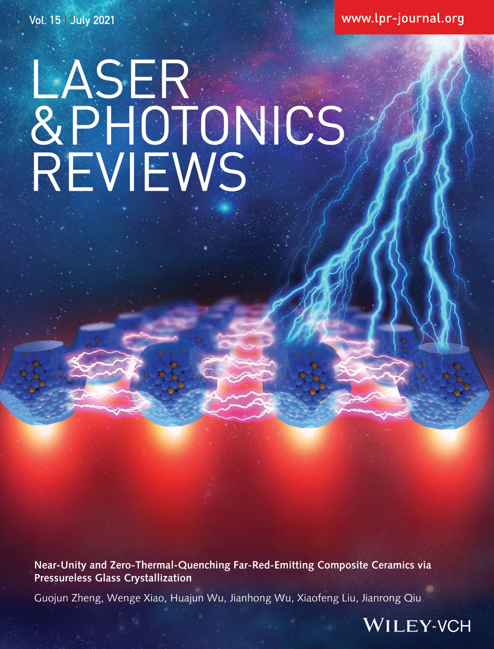 Far-Red-Emitting Ceramics: Near-Unity and Zero-Thermal-Quenching Far-Red-Emitting Composite Ceramics via Pressureless Glass Crystallization (Laser Photonics Rev. 15(7)/2021) Volume 15 Issue 7, 2021
