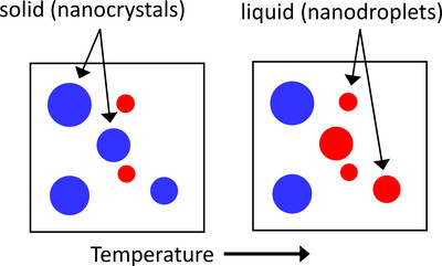 Novel methodology to determine thermal properties of nanoparticles exclusively based on SAXS measurements applied to Bi nanocrystals and nanodroplets in a glass matrix