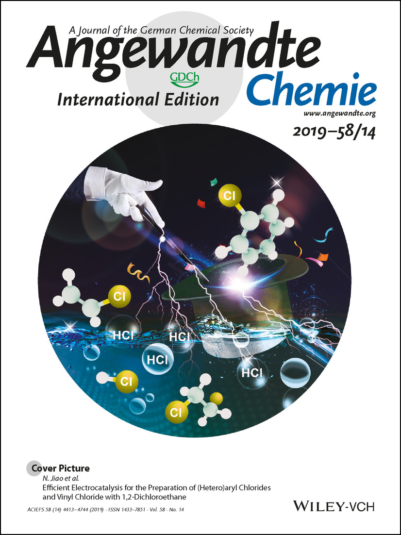 Cover Picture: Efficient Electrocatalysis for the Preparation of (Hetero)aryl Chlorides and Vinyl Chloride with 1,2-Dichloroethane (Angew. Chem. Int. Ed. 14/2019) Volume 58 Issue 14, 2019