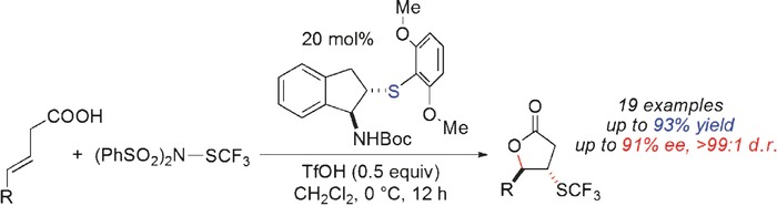 Enantioselective Trifluoromethylthiolating Lactonization Catalyzed by an Indane-Based Chiral Sulfide