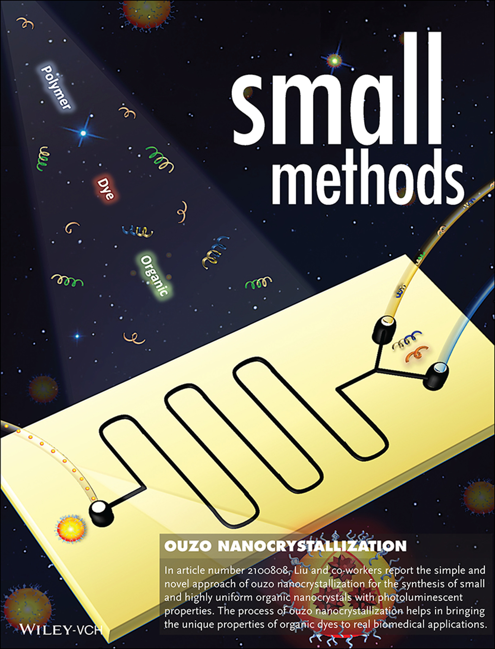 Synthesis of Uniform Polymer Encapsulated Organic Nanocrystals through Ouzo Nanocrystallization (Small Methods 1/2022) Volume 6 Issue 1, 2022