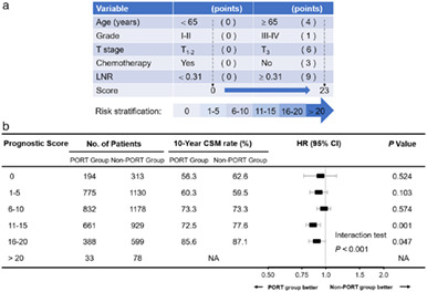 Patient prognostic scores and association with survival improvement offered by postoperative radiotherapy for resected IIIA/N2 non-small cell lung cancer: A population-based study