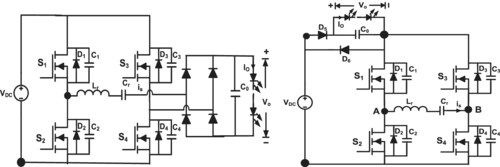 Soft-switched full-bridge light-emitting diode driver with reduced rectifier components