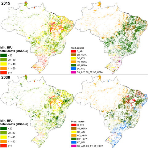 Spatial modeling of techno-economic potential of biojet fuel production in Brazil