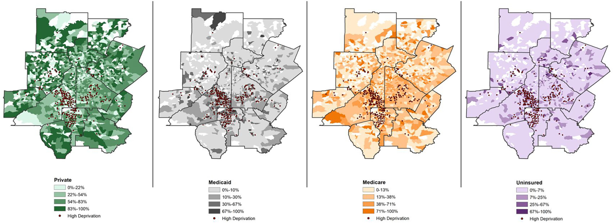 Associations between health insurance status, neighborhood deprivation, and treatment delays in women with breast cancer living in Georgia