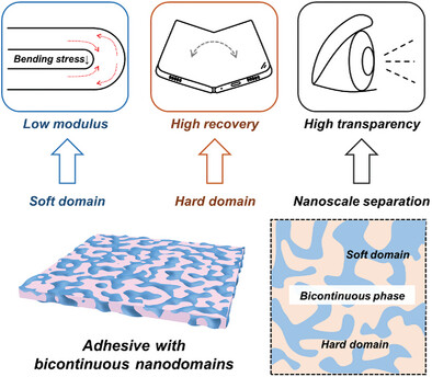 Heterogeneous Acrylic Resins with Bicontinuous Nanodomains as Low-Modulus Flexible Adhesives