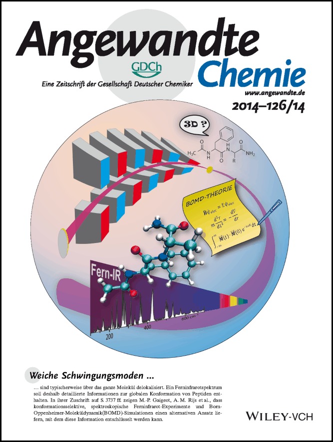 Rücktitelbild: Gas-Phase Peptide Structures Unraveled by Far-IR Spectroscopy: Combining IR-UV Ion-Dip Experiments with Born–Oppenheimer Molecular Dynamics Simulations (Angew. Chem. 14/2014)
