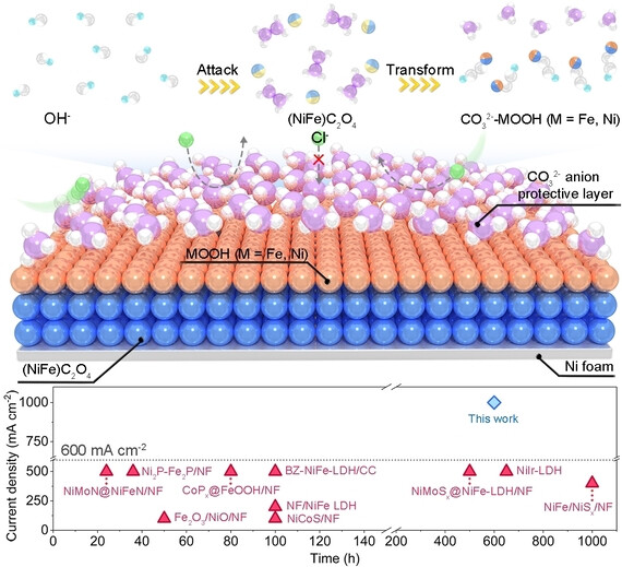 Carbon Oxyanion Self-Transformation on NiFe Oxalates Enables Long-Term Ampere-Level Current Density Seawater Oxidation