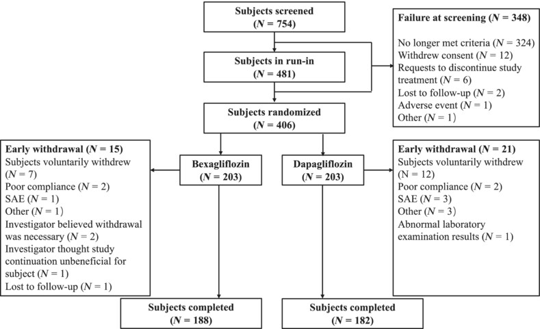 Efficacy and safety of bexagliflozin compared with dapagliflozin as an adjunct to metformin in Chinese patients with type 2 diabetes mellitus: A 24-week, randomized, double-blind, active-controlled, phase 3 trial
