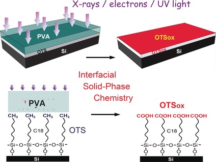 Site-Targeted Interfacial Solid-Phase Chemistry: Surface Functionalization of Organic Monolayers via Chemical Transformations Locally Induced at the Boundary between Two Solids