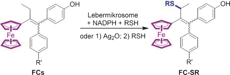 Ferrocenyl Quinone Methide–Thiol Adducts as New Antiproliferative Agents: Synthesis, Metabolic Formation from Ferrociphenols, and Oxidative Transformation