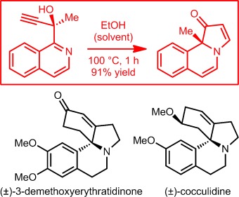 Protic-Solvent-Mediated Cycloisomerization of Quinoline and Isoquinoline Propargylic Alcohols: Syntheses of (±)-3-Demethoxyerythratidinone and (±)-Cocculidine