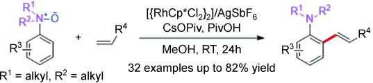 N-Oxide as a Traceless Oxidizing Directing Group: Mild Rhodium(III)-Catalyzed C<span class='icomoon'></span>H Olefination for the Synthesis of ortho-Alkenylated Tertiary Anilines