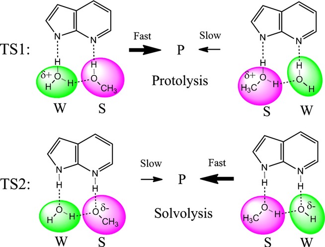 Excited-State Multiple Proton Transfer Depending on the Acidity and Basicity of Mediating Alcohols in 7-Azaindole–(ROH)2 (R=H, CH3) Complexes: A Theoretical Study