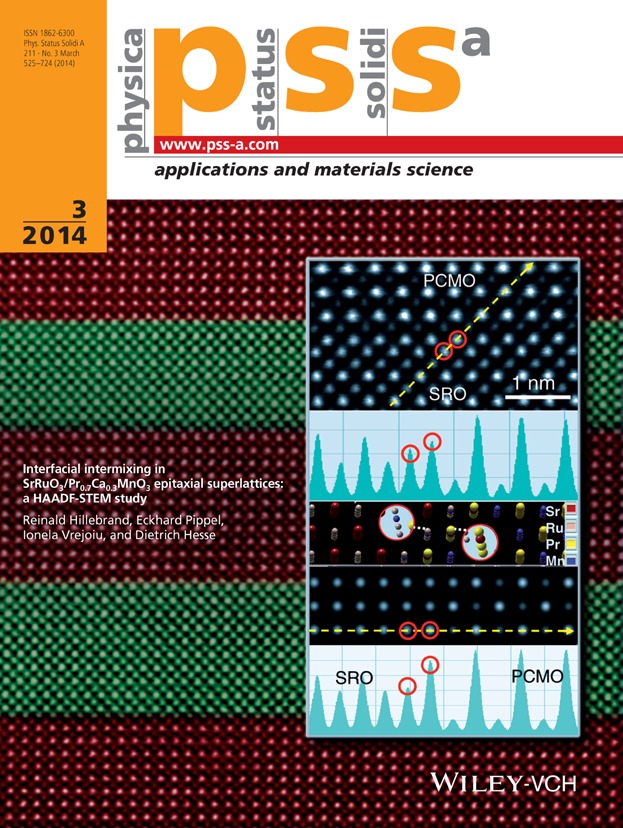 Interfacial intermixing in SrRuO3/Pr0.7Ca0.3MnO3 epitaxial superlattices: A HAADF-STEM study (Phys. Status Solidi A 3∕2014)