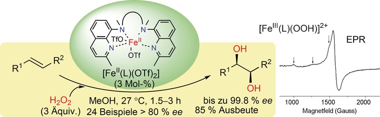 Highly Enantioselective Iron-Catalyzed cis-Dihydroxylation of Alkenes with Hydrogen Peroxide Oxidant via an FeIII-OOH Reactive Intermediate
