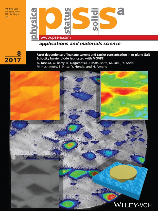 Facet dependence of leakage current and carrier concentration in m-plane GaN Schottky barrier diode fabricated with MOVPE (Phys. Status Solidi A 8∕2017)
