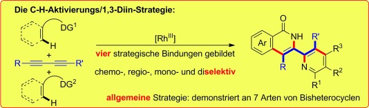 Die C-H-Aktivierungs/1,3-Diin-Strategie: hochselektive direkte Synthese vielfältiger Bisheterocyclen mithilfe von RhIII-Katalyse