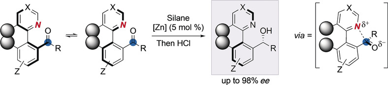 Dynamic Kinetic Resolution of Heterobiaryl Ketones by Zinc-Catalyzed Asymmetric Hydrosilylation