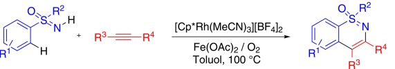 Rhodium-Catalyzed Oxidative Annulation of Sulfoximines and Alkynes as an Approach to 1,2-Benzothiazines