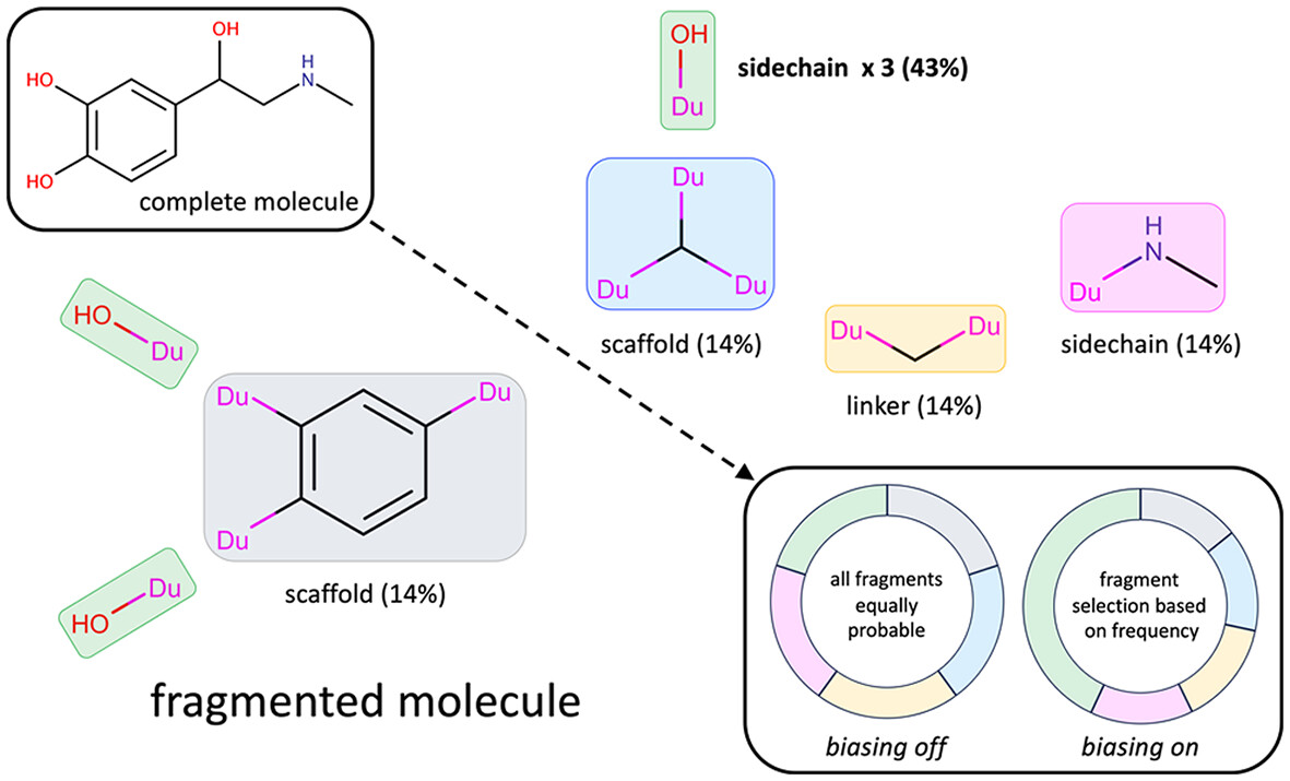 Fragment and torsion biasing algorithms for construction of small organic molecules in proteins using DOCK