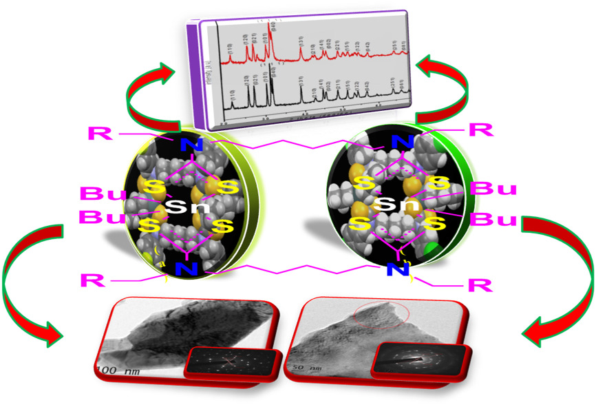 Synthesis, spectra, crystal structures and anticancer studies of 26-membered macrocyclic dibutyltin(IV) dithiocarbamate complexes: Single-source precursors for tin sulfide nanoparticles