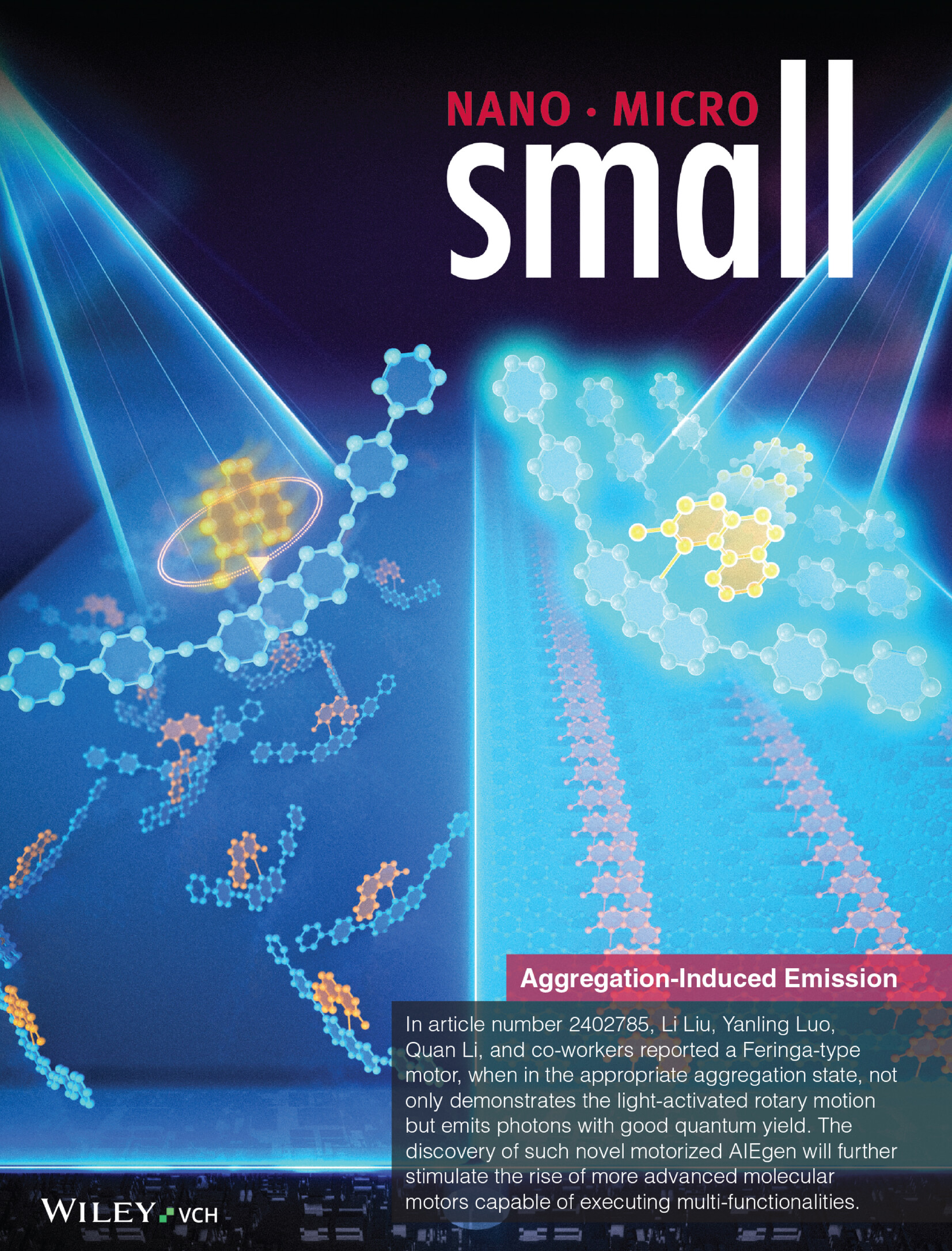 Aggregation-Induced Emissive Feringa-Type Motor: Toward the Dual-Functional Motor in a Single Molecular Aggregation System (Small 43/2024) Volume 20 Issue 43, 2024