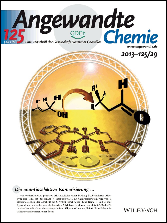 Innentitelbild: Enantioselective Isomerization of Primary Allylic Alcohols into Chiral Aldehydes with the tol-binap/dbapen/Ruthenium(II) Catalyst (Angew. Chem. 29/2013)