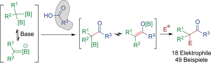 Dual Functionalization of α-Monoboryl Carbanions through Deoxygenative Enolization with Carboxylic Acids