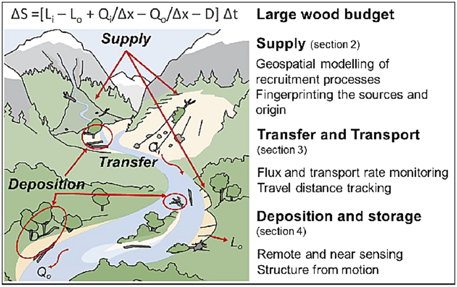 Current progress in quantifying and monitoring instream large wood supply and transfer in rivers