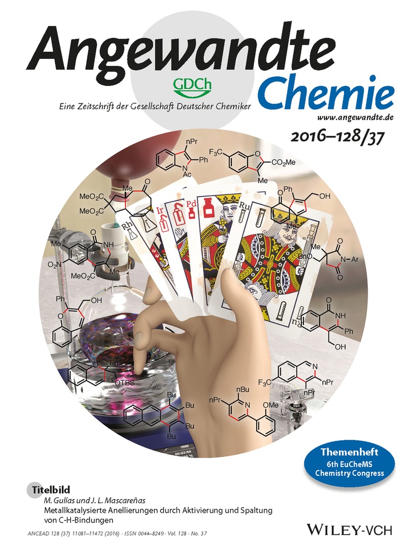 Titelbild: Metallkatalysierte Anellierungen durch Aktivierung und Spaltung von C-H-Bindungen (Angew. Chem. 37/2016) Volume 128 Issue 37, 2016