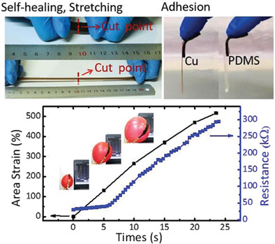 Self-Healing, Adhesive, and Highly Stretchable Ionogel as a Strain Sensor for Extremely Large Deformation