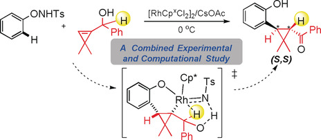 Rhodium(III)-Catalyzed Enantio- and Diastereoselective C−H Cyclopropylation of N-Phenoxylsulfonamides: Combined Experimental and Computational Studies