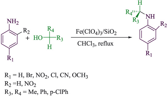 Hofmann N-alkylation of aniline derivatives with alcohols using ferric perchlorate immobilized on SiO2 as a catalyst through Box–Behnken experimental design