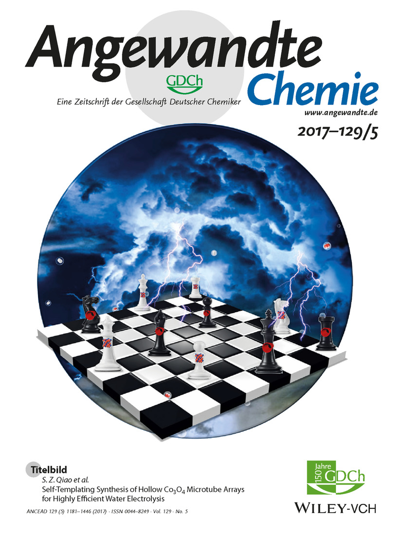 Titelbild: Self-Templating Synthesis of Hollow Co3O4 Microtube Arrays for Highly Efficient Water Electrolysis (Angew. Chem. 5/2017) Volume 129 Issue 5, 2017