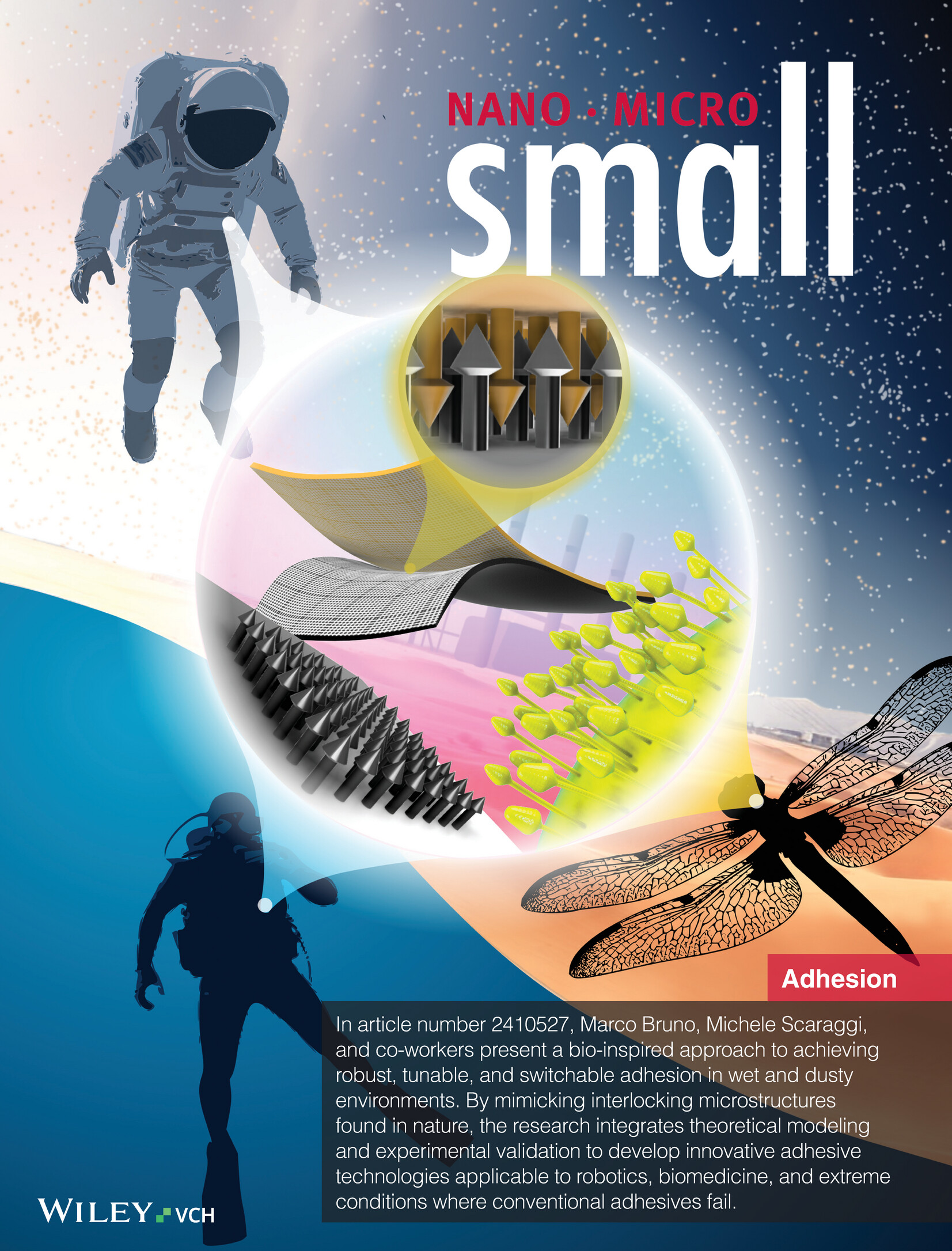 Bio-Inspired Interlocking Micro-Patterning for Tunable, Switchable and Selective Adhesion in Wet and Dusty Environments (Small 24/2025) Volume 21 Issue 24, 2025