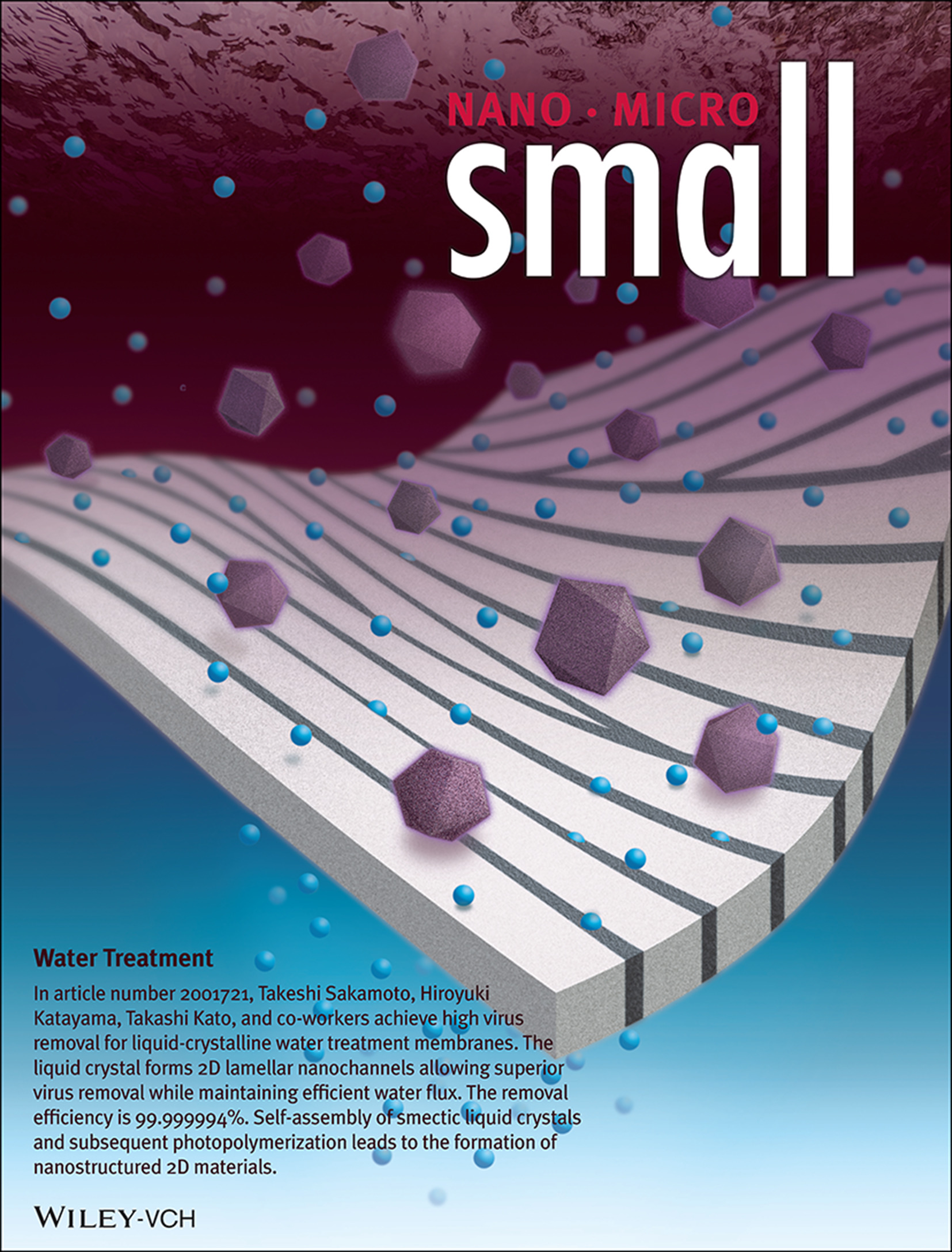 Water Treatment: High Virus Removal by Self-Organized Nanostructured 2D Liquid-Crystalline Smectic Membranes for Water Treatment (Small 23/2020) Volume 16 Issue 23, 2020