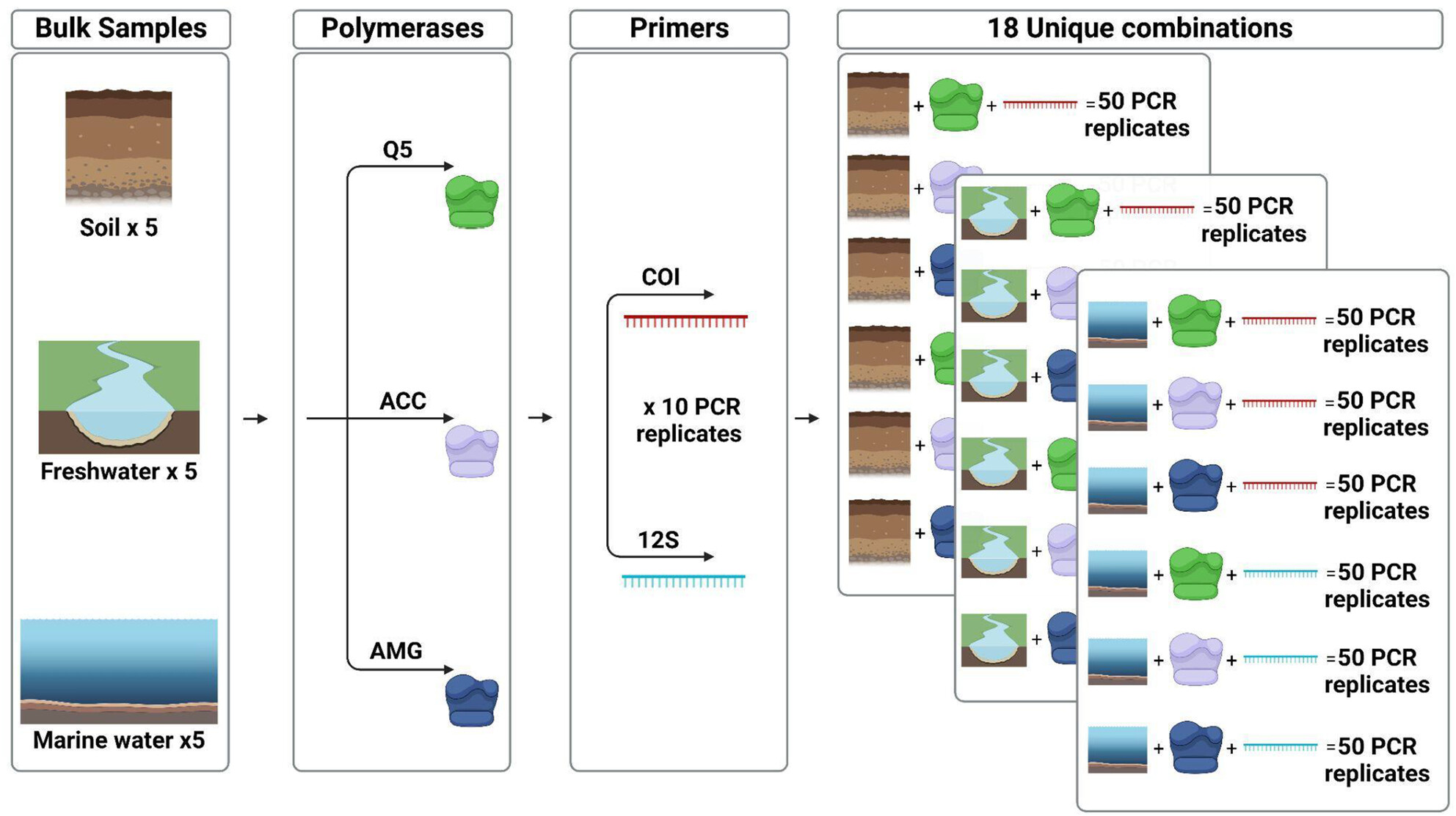eDNA Replicates, Polymerase and Amplicon Size Impact Inference of Richness Across Habitats