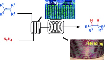 In Situ Generation of Diimide from Hydrazine and Oxygen: Continuous-Flow Transfer Hydrogenation of Olefins