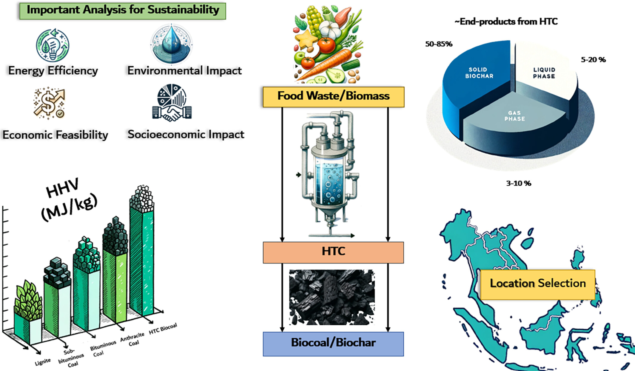 Hydrothermal carbonization: Sustainable pathways for waste-to-energy conversion and biocoal production