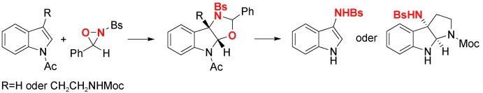 Oxaziridine-Mediated Oxyamination of Indoles: An Approach to 3-Aminoindoles and Enantiomerically Enriched 3-Aminopyrroloindolines